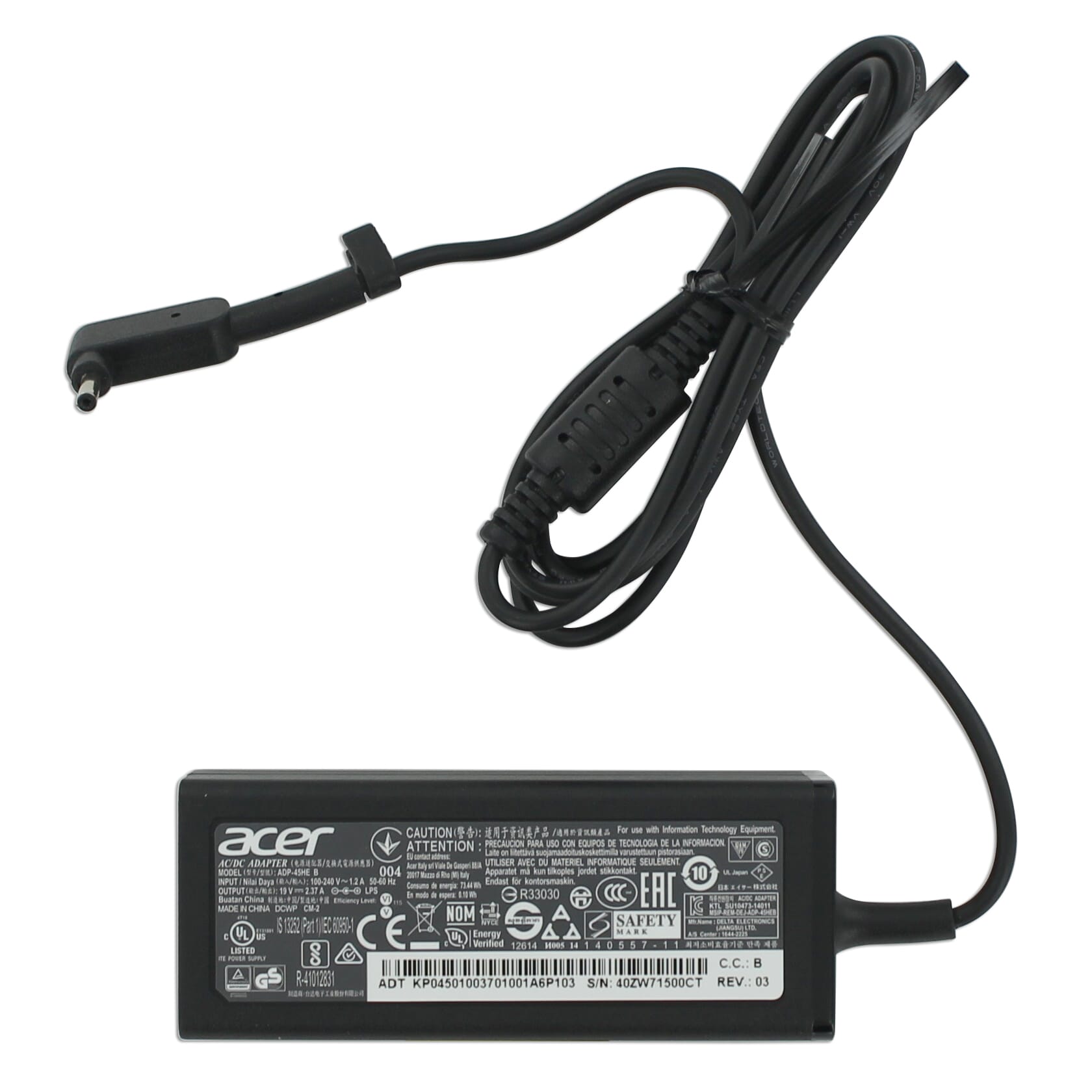 Acer Laptop AC Adapter 45W Zwart KP 0450H 001 ReplaceDirect Be