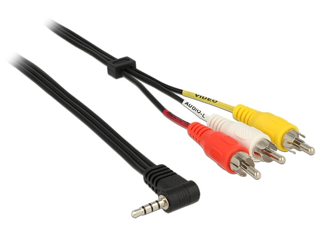 Delock Cable Stereo jack 3.5 mm 4 pin male angled > 3 x RCA