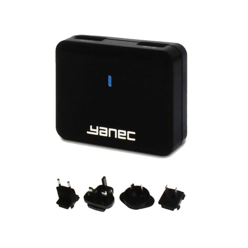 Yanec 2-Poorts USB A Reislader 2.4 A / 1 A - Zwart